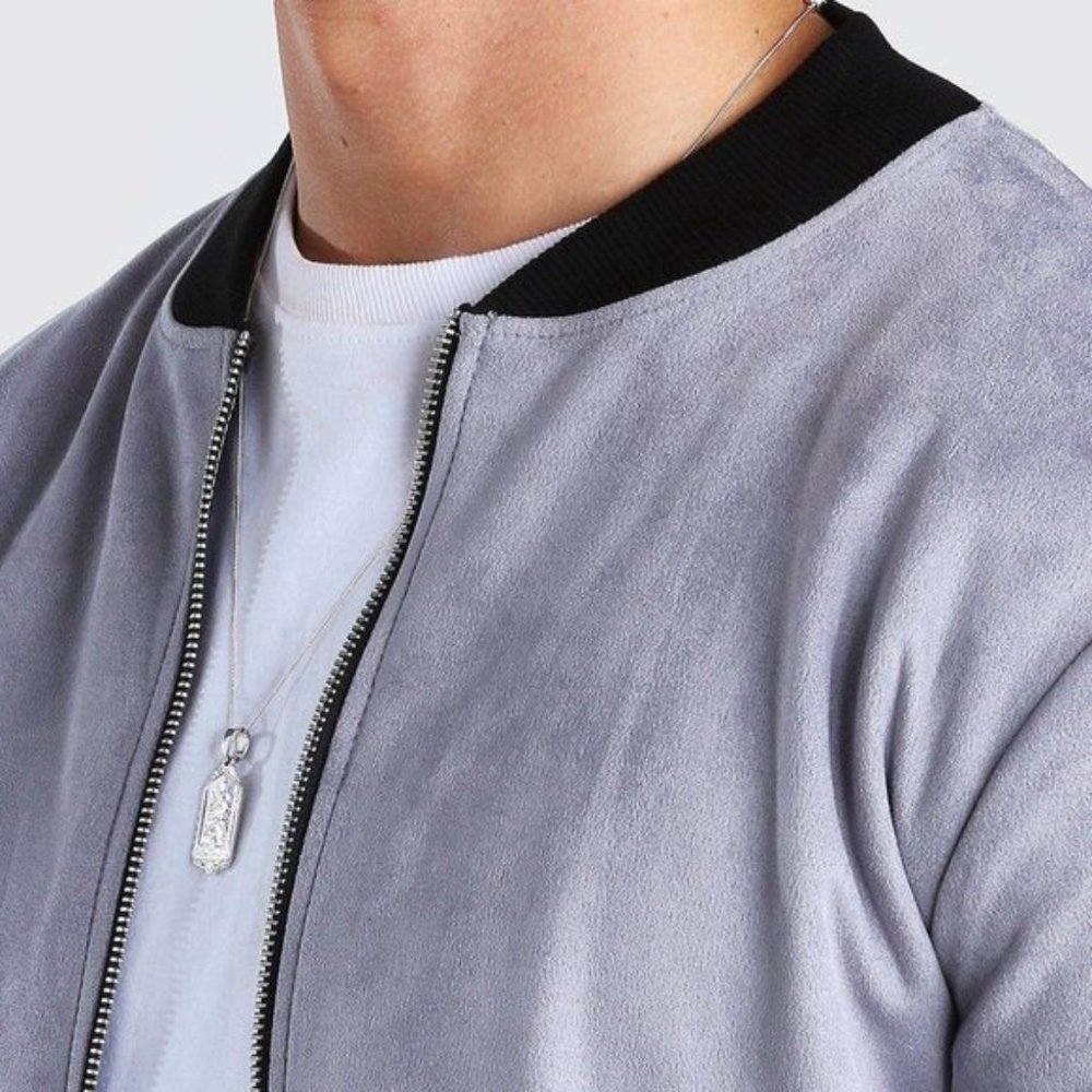 NWT Faux Suede Bomber Jacket - Picture 3 of 3